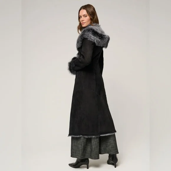 Overland Toscana Sheepskin Hooded Coat, Size XL, Black, NEW with Tags!! - Picture 11 of 15